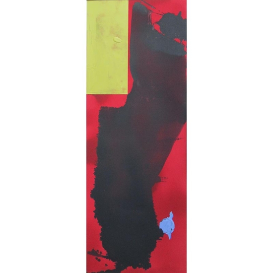 Red Table Talk - 69x25 - mixed media on canvas