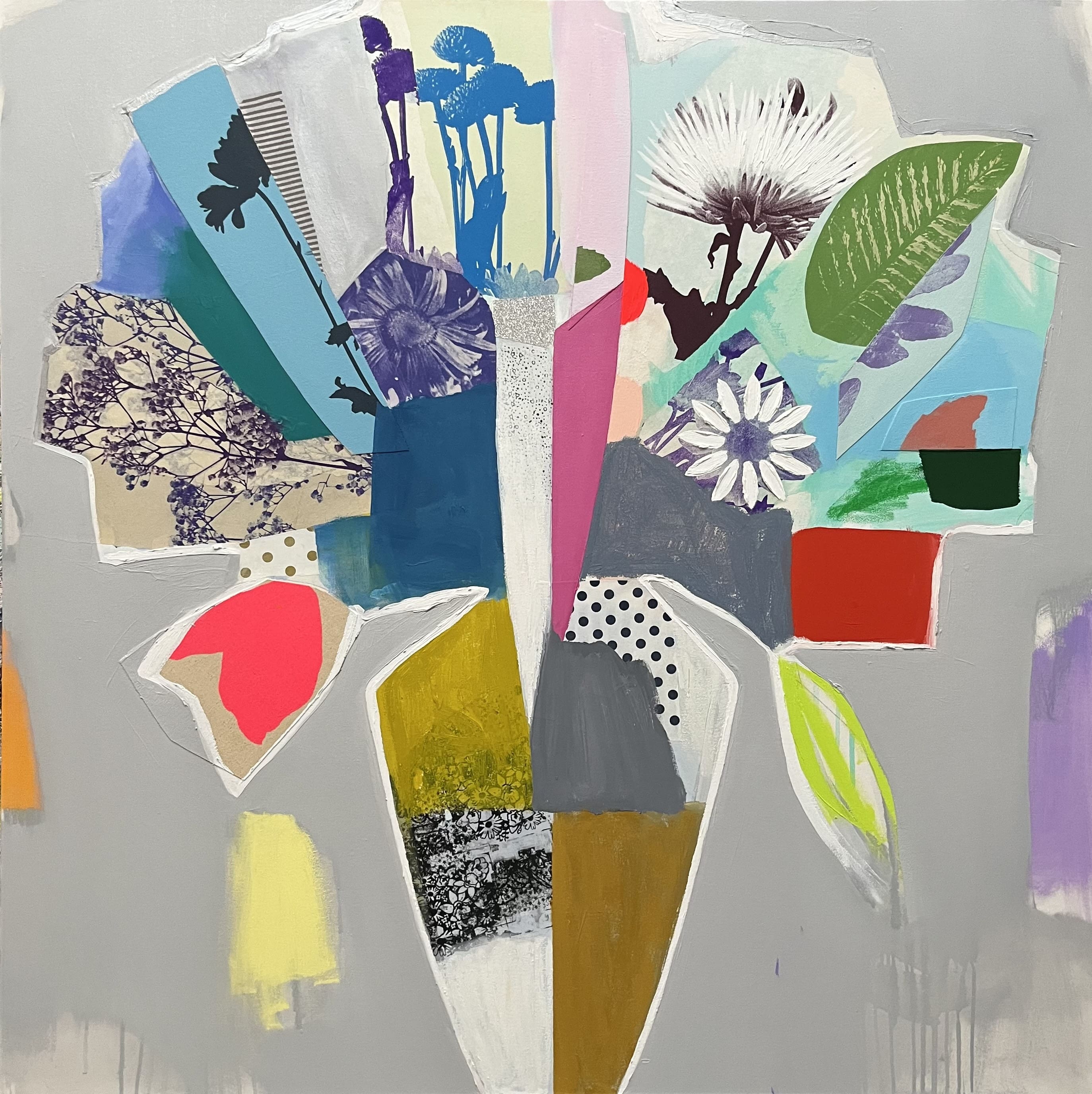 Image of Contemporary art piece titled Bouquet (color block + green leaf) by Emily Filler  