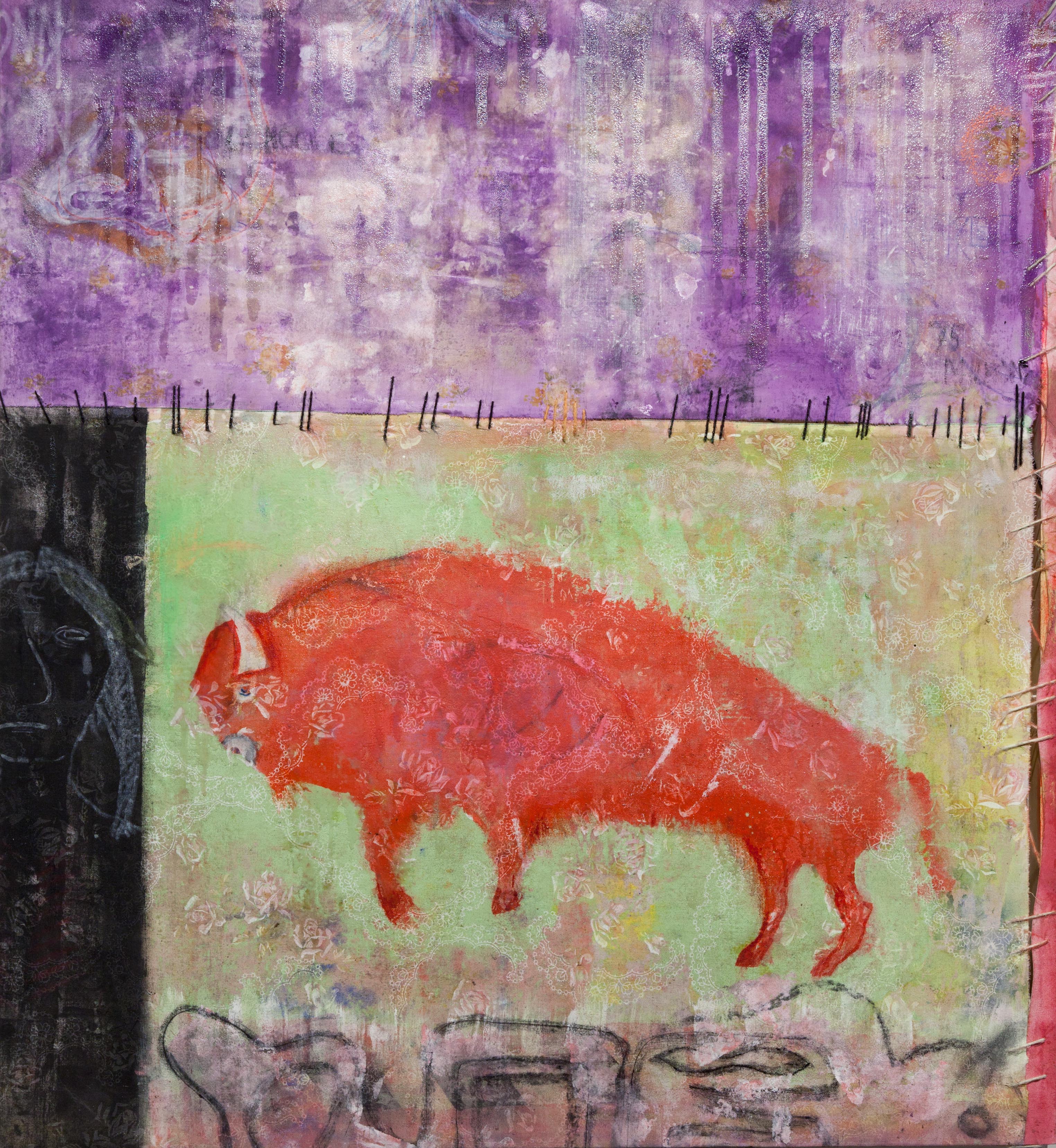 Image of Contemporary art piece titled Red Buffalo by Stephen Shellenberger  