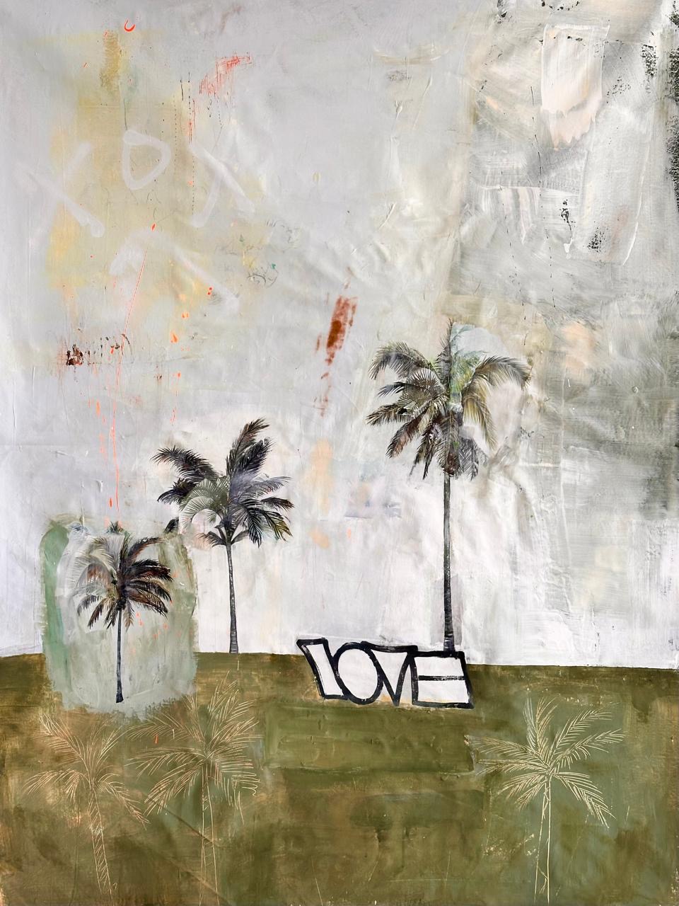 Image of Contemporary art piece titled lOVE under the Palms by Karla Doell  