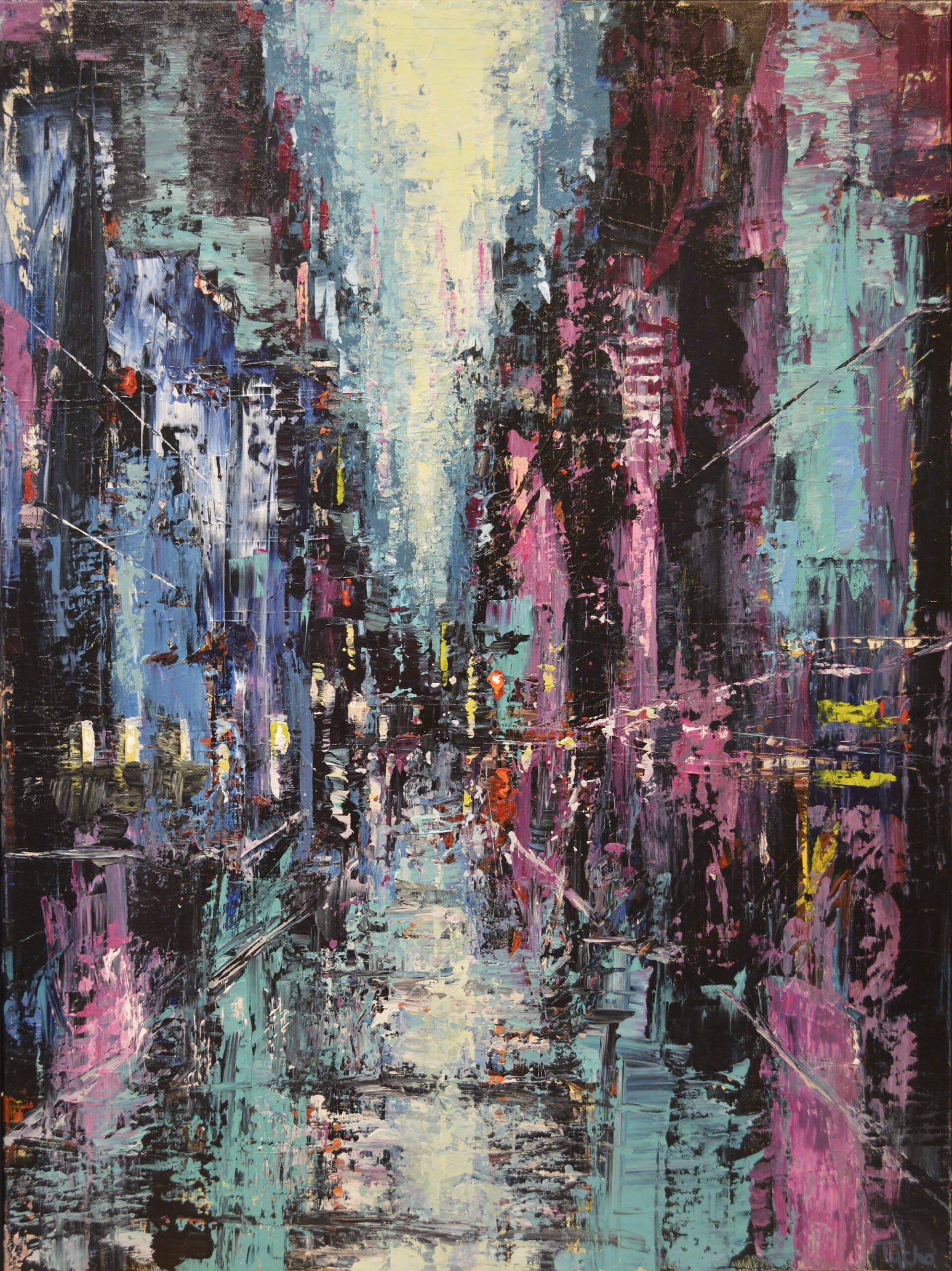 Image of Contemporary art piece titled CITY IN PINK, GREEN AND BLUE by David Tycho  