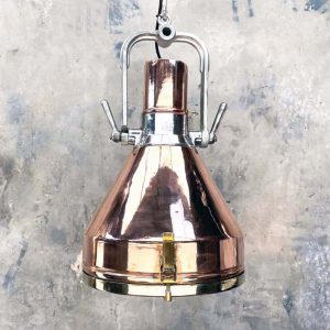 Large German Copper Cargo Ceiling Light