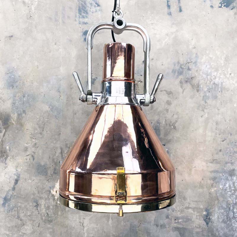 Image of Contemporary art piece titled Large German Copper Cargo Ceiling Light by   